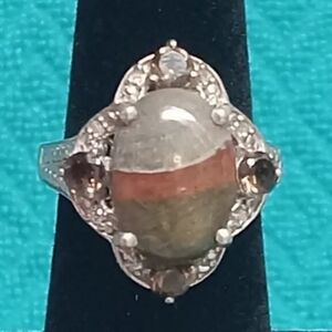Designer Estate Fabulous Picture Jasper Gemstone 925 Sterling Silver